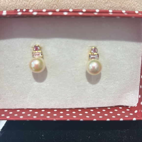 Stunning Pearl & Cubic Zirconia Dainty Earrings-Boutique - Picture 3 of 7
